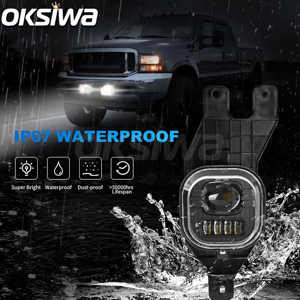 LED 雾灯适用于 1999 - 2004 年福特 F-250 F-350 F-450 F550 超值保险杠灯 — 第 4/4 张图片