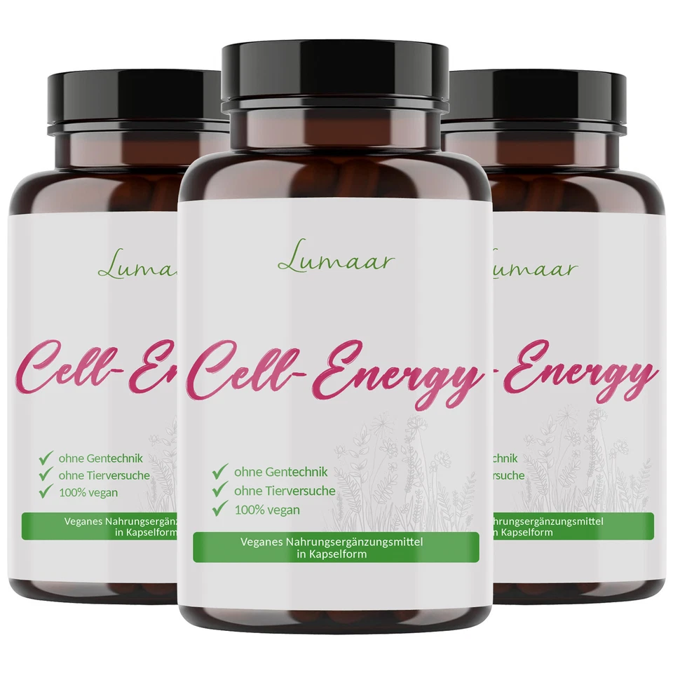 3 Dosen Cell-Energy Kapseln mit Resveratrol + Carnosin + Q10 + Biotin + OPC usw