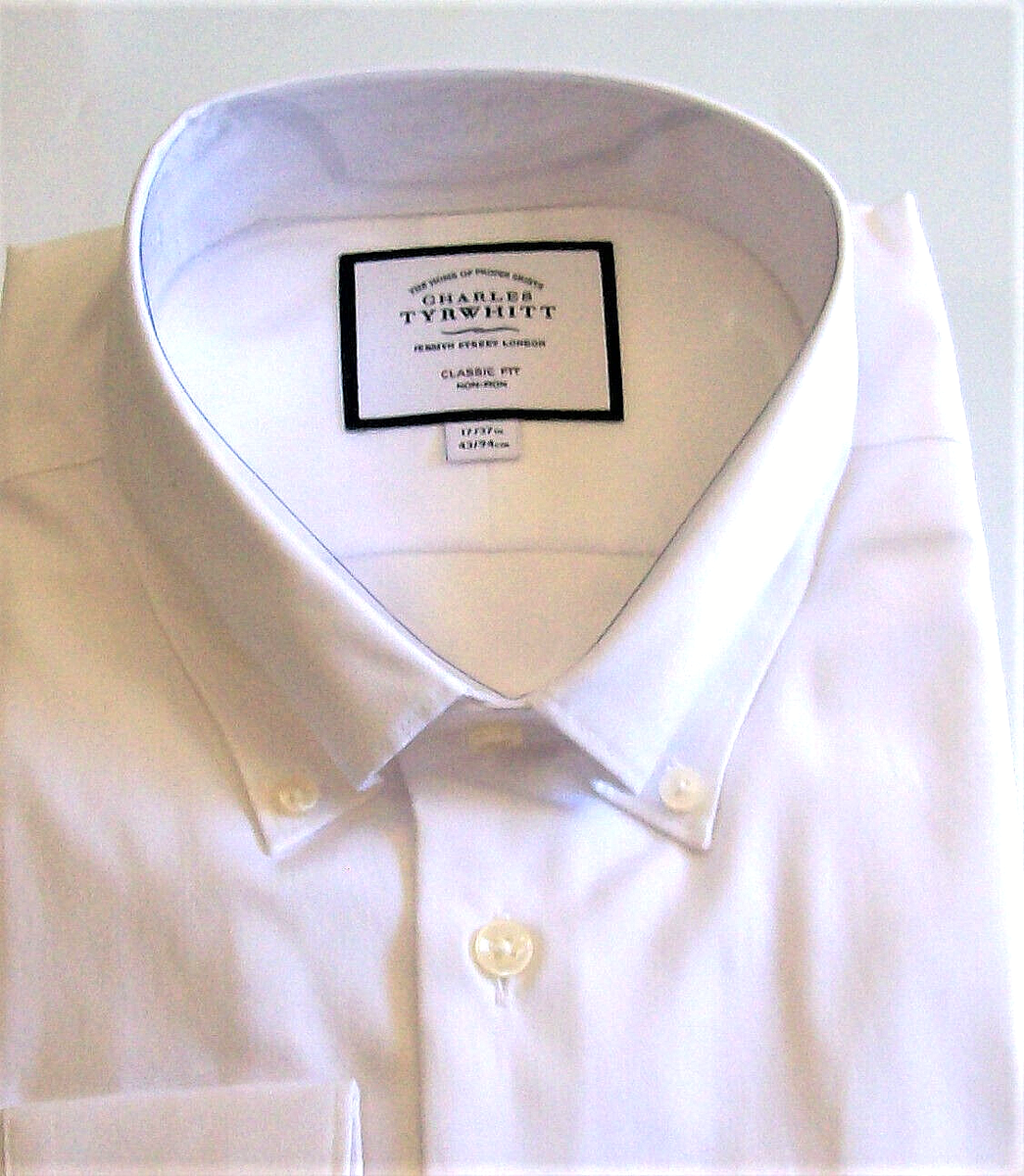 charles tyrwhitt white dress shirt Buy Charles Tyrwhitt White Non-Iron Twill With Contrast Blue Buttons Slim Fit Shirt from Next USA