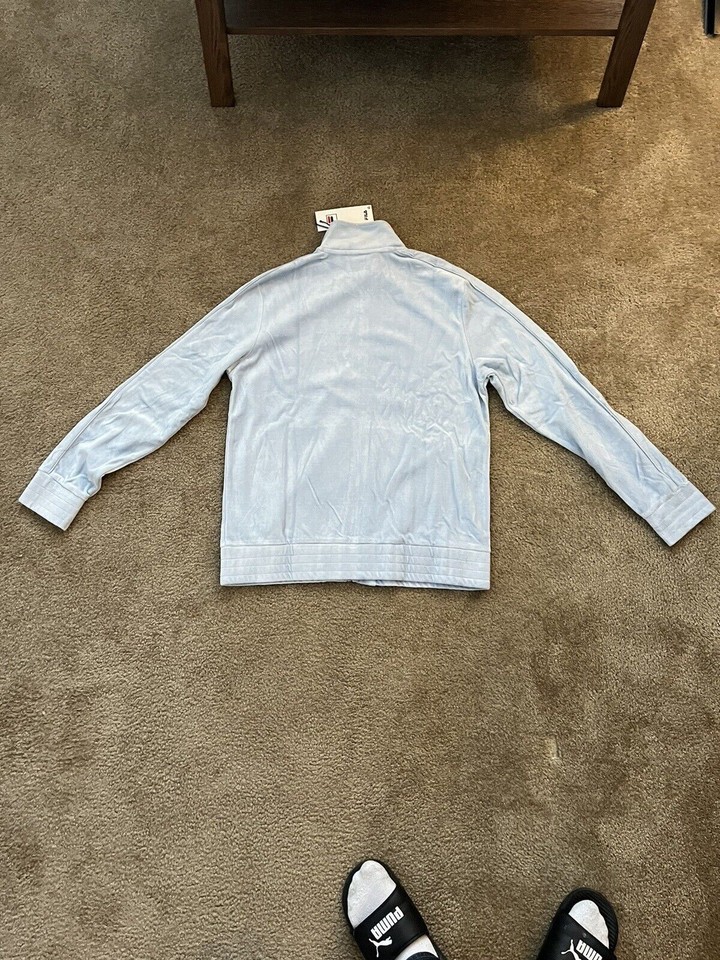 Fila Mens Velour Tracksuit Sweatsuit Solid Baby Blue Velvet Sz M L XL