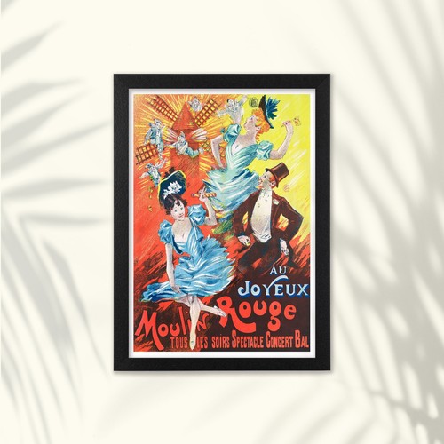 Framed Moulin Rouge Au Joyeux Vintage French Cabaret Art Nouveau Poster Print - Picture 7 of 14