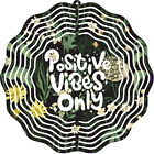 Kinetic Wind Spinner 10" Metal Floral Garden Decor Positive Vibes Only Yard Art