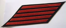 USN HASHMARKS MALE-5 STRIPES RED ON BLACK 20 YEARS SERVICE CPO's E-7 to E9