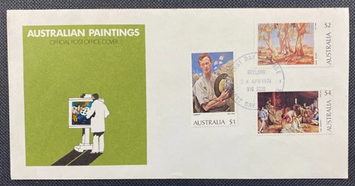 1974 Australian Paintings Australia Post FDC First Day Cover Geelong Postmark