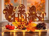 Herbstdeko Innen Deko Igel EichhöRnchen Tischdeko Metall Edelrost Optik Vintage