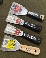 (4) Lot grattoir couteau mastic vintage lame rigide HYDE Red Devil USA Stanley