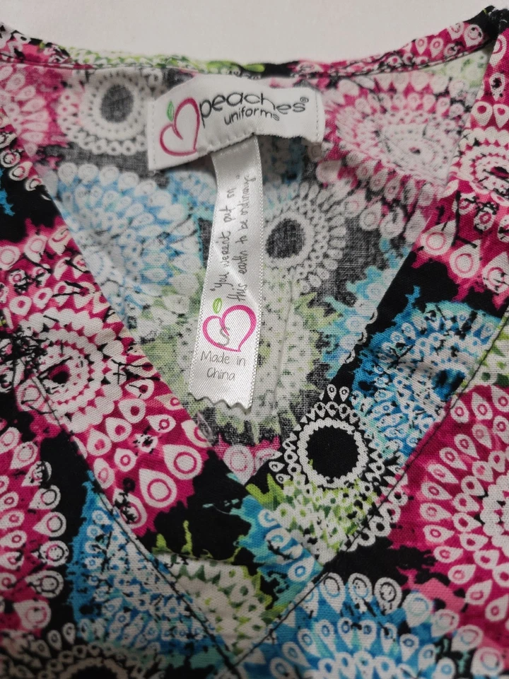 Peaches Small Scrub Uniform With Circle Spirals Designs - Image 2 of 4