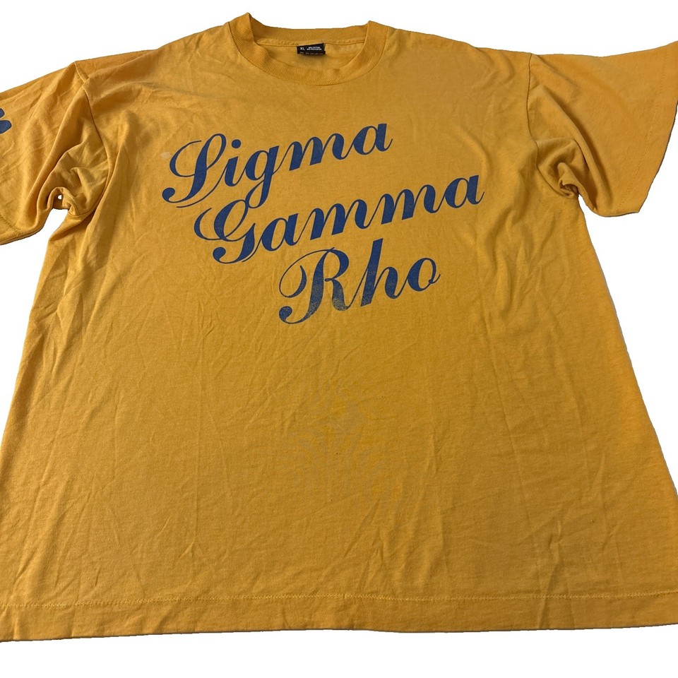 Vintage Sigma Gamma Rho women's sorority t-shirt yellow XL Greek Life Poodle