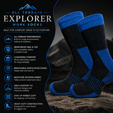 ZE Explorer Workwear Chunky Work Tech Dri Boot Socks  UK 3-14  High Visibilty