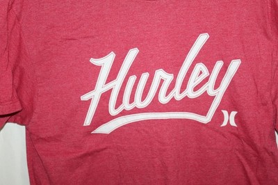Hurley Logo T Shirt Mens L Red Script Graphic Premium Fit Surf Skate Tee