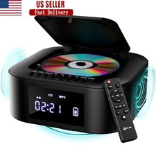 Portable CD Player Bluetooth Boombox W/ Subwoofer FM Radio AUX USB Rechargeable