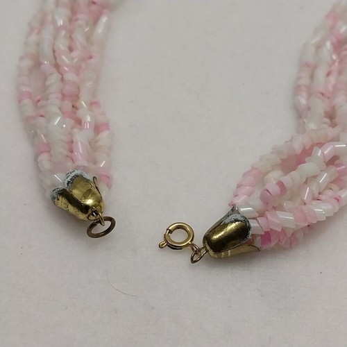 Vintage Pink Glass Mutistrand Necklace Necklace #J224 - Picture 6 of 8