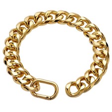 19MM Thick Light Metal 18K Gold Plated Cuban Link Dog Chain - 14 Inch Necklace