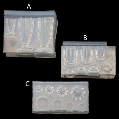 3D Small Glass Bottle Resin Mold Drink Jar Goblet Cup Simulated Mini Cake