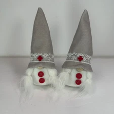 Set of 2 Medical Gnome Decorations Nurse Doctor Red Cross Felt Hats