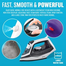 STEAM IRONS WITH DRY SPRAY FUNCTION DURABLE IRONING  CONTROLLED HEAT SETTING NEW