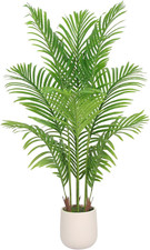 Artificial Palm Tree 4FT with White Planter, Artificial Tree Faux Floor Plant Ar