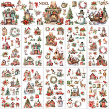 10 Sheets Christmas Rub on Transfers for Crafts and Furniture Rub on Transfer...