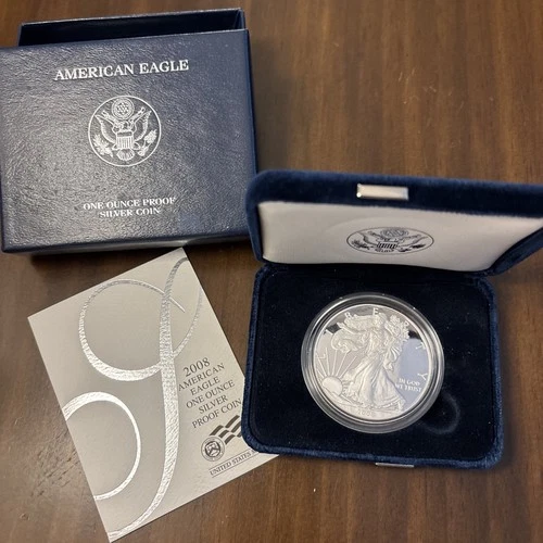 🪙 2008 W Proof American Silver Eagle Dollar $1 with OGP FLAWLESS 🪙