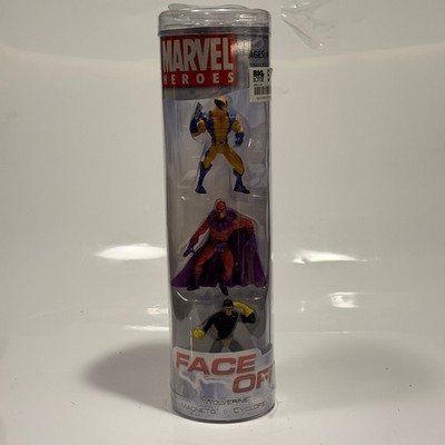 2009 Marvel Heroes Face Off Wolverine Magneto Cyclops 3 Pack Sealed