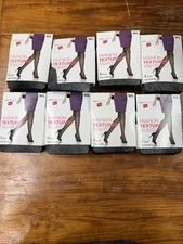 8 Pair New Hanes Fishnet Fashion Textured Tights Black Non-Control Top Size M/L