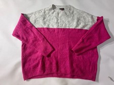 Vince Camuto Pink Grey Colorblock Crewneck Knit Sweater Size L