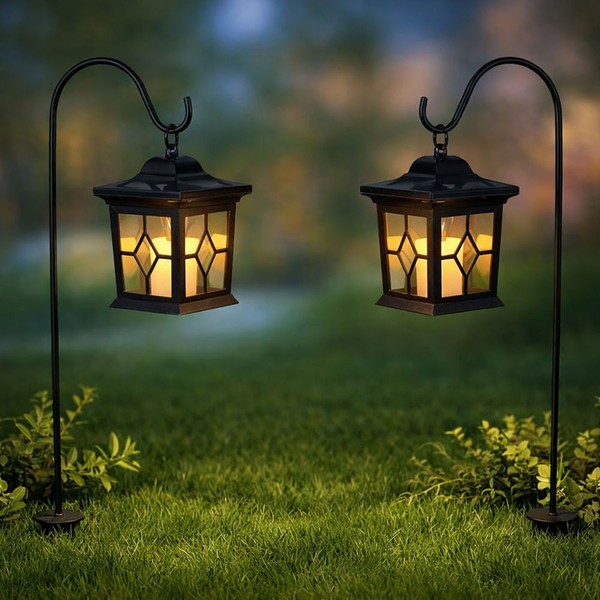 Steckleuchte Solarleuchte AußEnlampe Led Kerze Laterne Stahl Schwarz 2Er Set-image