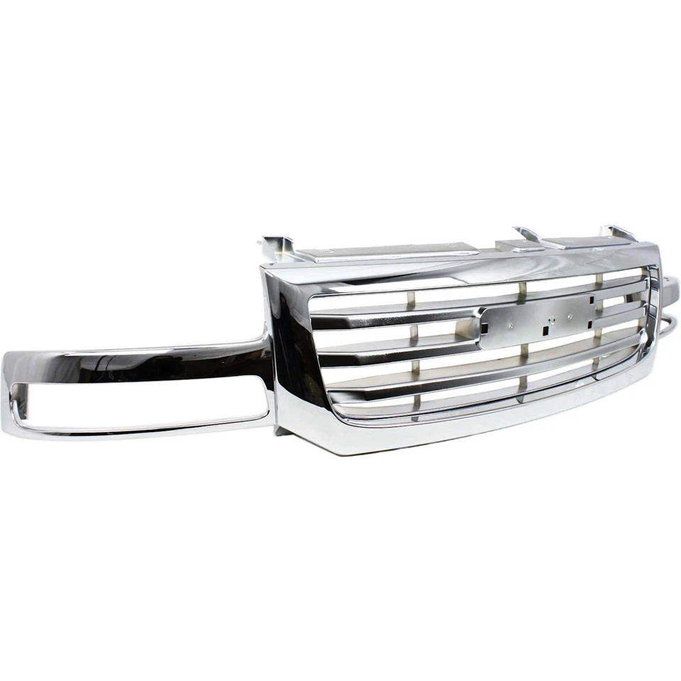 All Chrome Grille Assembly For 2003-2006 GMC Sierra 1500 With Emblem Provision Foto 3 de 4