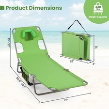 2PCS Tanning Chair,Folding Beach Lounge Chair w/5-Position Adjustable Backrest