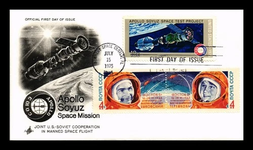 ARTCRAFT FIRST DAY COVER DUAL POSTAGE US & SOVIET APOLLO SOYUZ SPACE MISSION