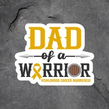 Childhood Cancer Awareness sticker vinyl decal Dad of a Warrior Yellow Ribbon