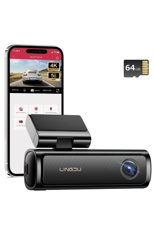 LINGDU AM100 Front 4K Dash Camera 5GHzWiFi GPS Voice Control Night Vision