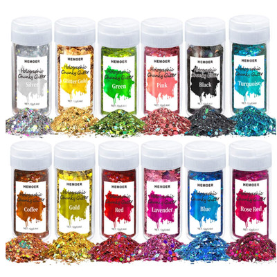Holo Glitter 12 Farben 144g Körperpailletten Kosmetikqualität
