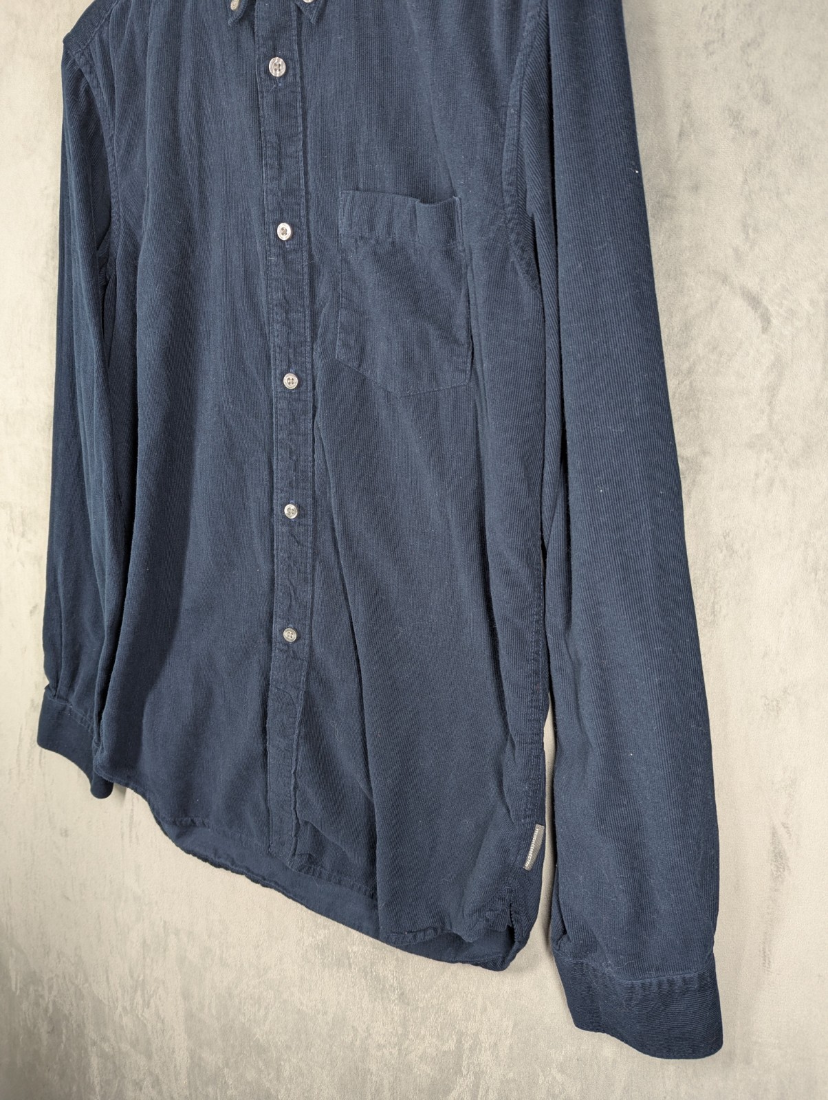 French Connection Corduroy Shirt Size Medium Blue Button Up Cotton Needle Cord image 3