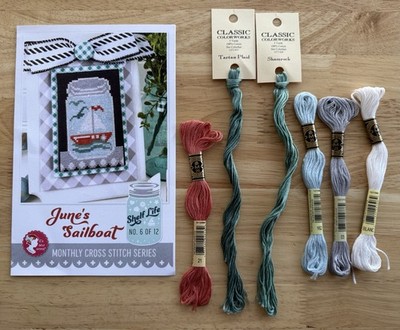 June s Sailboat Cross Stitch Pattern & Threads It s Sew Emma Monthly Jar