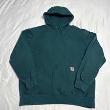 Carhartt Rain Defender Heavyweight Hoodie Teal Men's Large Fleece Loose Fit