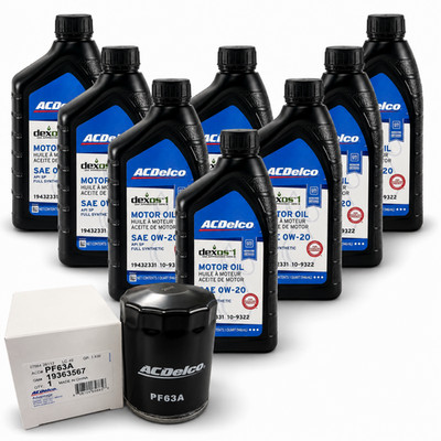 ACDelco 0W-20 10-9322 & PF63A Oil Change Kit, 2014-26 Silverado/Sierra 1500 5.3L