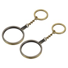 40mm Metal Coin Holder Keychain, 2Pcs Coin Case with Key Ring, Bronze