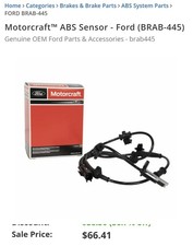 Genuine Motorcraft Abs Wheel Speed Sensor Brab-445