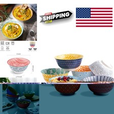 Porcelain Cereal Bowl Set of 6 Assorted Color 20oz Classic Design for All Meals