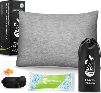 All-In-1 Camping Pillow Set - Shredded Memory Foam Neck Pillow Travel Pillow wit