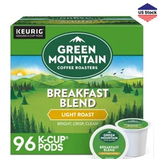 Green Mountain Coffee Roasters Breakfast Blend K-Cup Pods 96 Count Light Roast