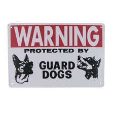Metal Warning Protected Guard Dog Wall Sign Beware Plaque Security Caution Decor