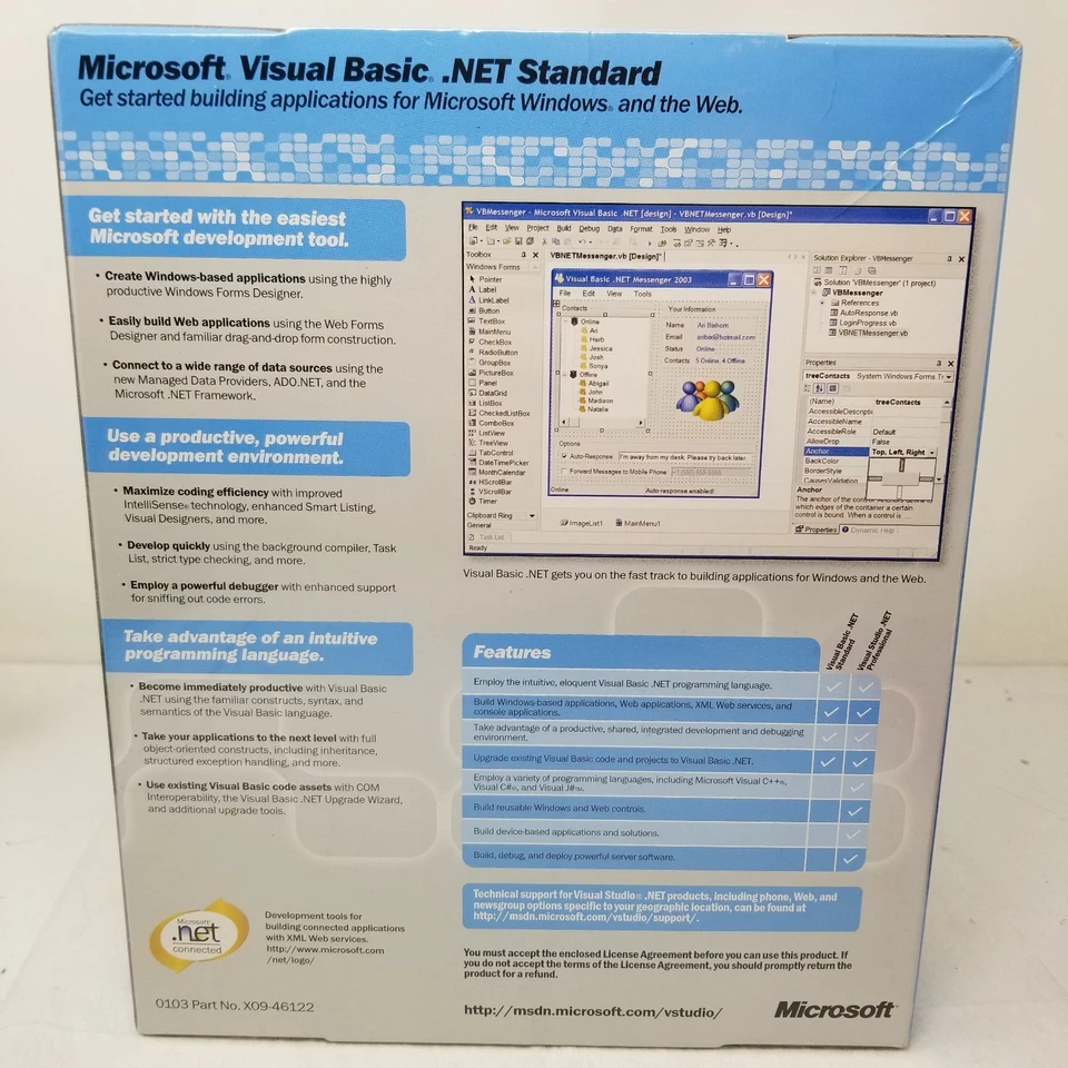 Microsoft Visual Basic NET Standard 2003 Software Boxed PC CD New Sealed - Image 4 of 4