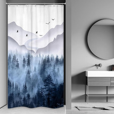 Blue Small Stall Shower Curtain for Bathroom Decor 36Wx72H Mens Narrow Rv Misty