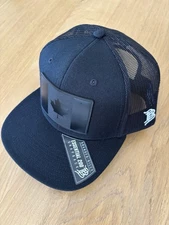 Canada Flag Branded Bills Trucker Hat 200 Snapback LRG Leather Patch Black -NEW!