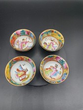 Vtg. Set Of 4 Chinese Famille Rose Hand-Painted Porcelain Bowls