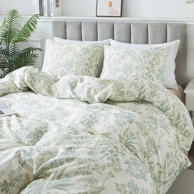 eiLife Cotton Duvet Cover Queen - Floral forter Cover 3-PC,