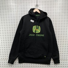 John Deere Hoodie Sweatshirt Black Mens Small Pullover Hooded