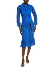 T Tahari Button Down Lace Midi Dress Women's